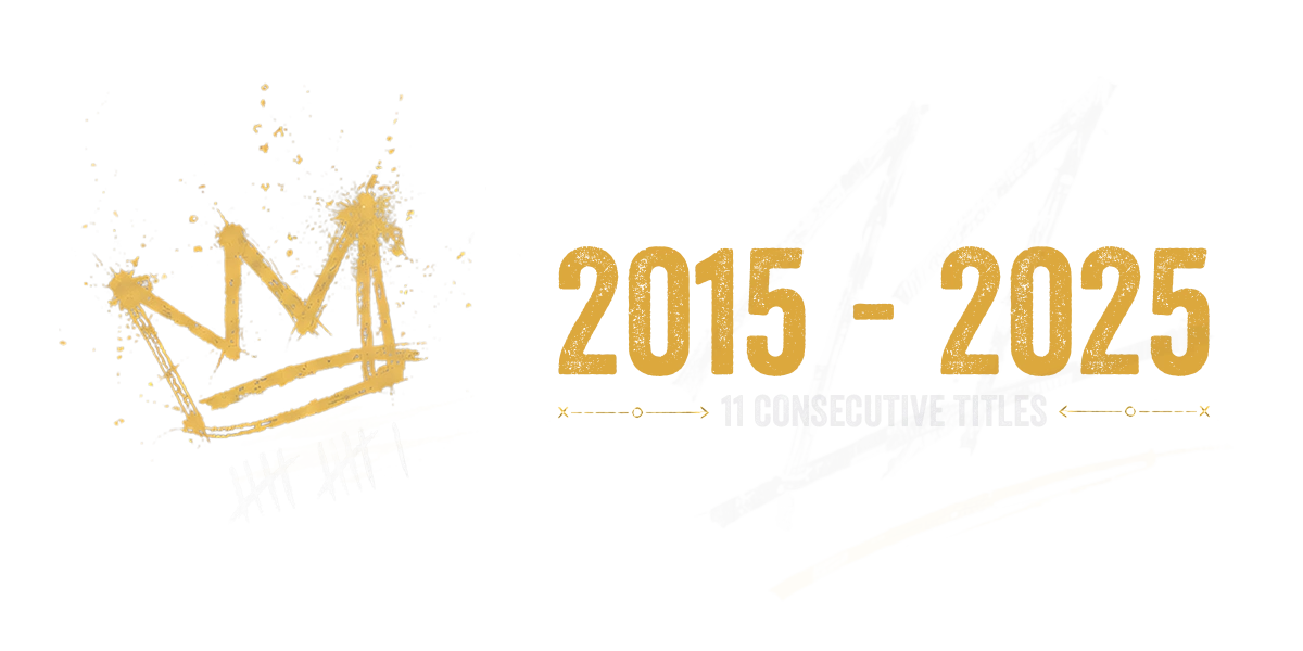 Eleven consecutive titles from 2015 to 2025
